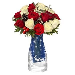 Modgy Expandable Plastic Vase OhDeer Christmas Holiday 10x6 New